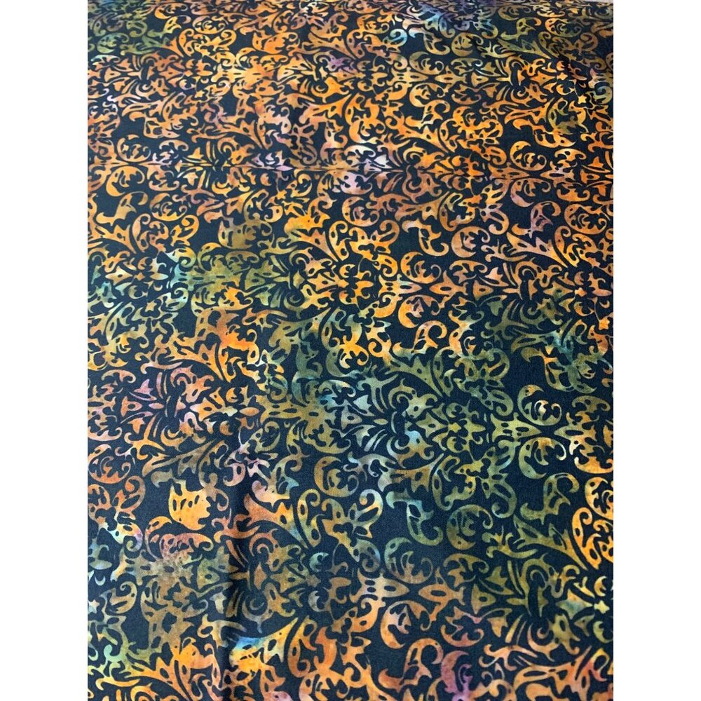 Colorful Batik Fabric 1/2 Yard Cotton With Swirling Floral Design 42" Wide